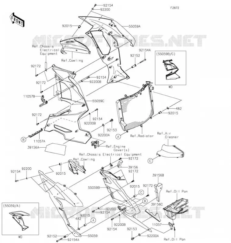 CARENAGE INFERIEUR Kawasaki MOTOS 1000 2021 NINJA H2 SX SE PLUS  ZX1002DMFNN