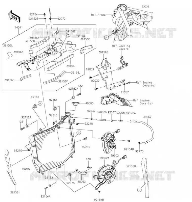 RADIATEUR Kawasaki MOTOS 1000 2021 NINJA H2 SX SE PLUS  ZX1002DMFNN