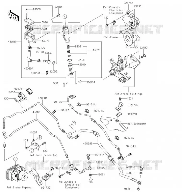 MAITRE CYLINDRE ARRIÈRE Kawasaki MOTOS 1000 2021 NINJA ZX-10RR  ZX1002NMFNN