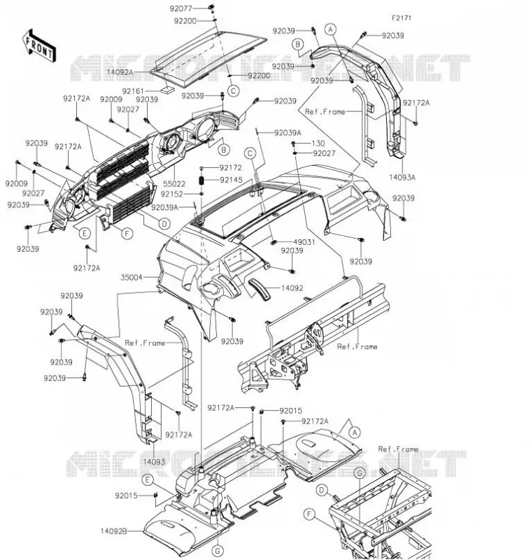 GARDE BOUE AVANT Kawasaki SSV 1000 2021 MULE PRO-DXT  KAF1000AMFNN
