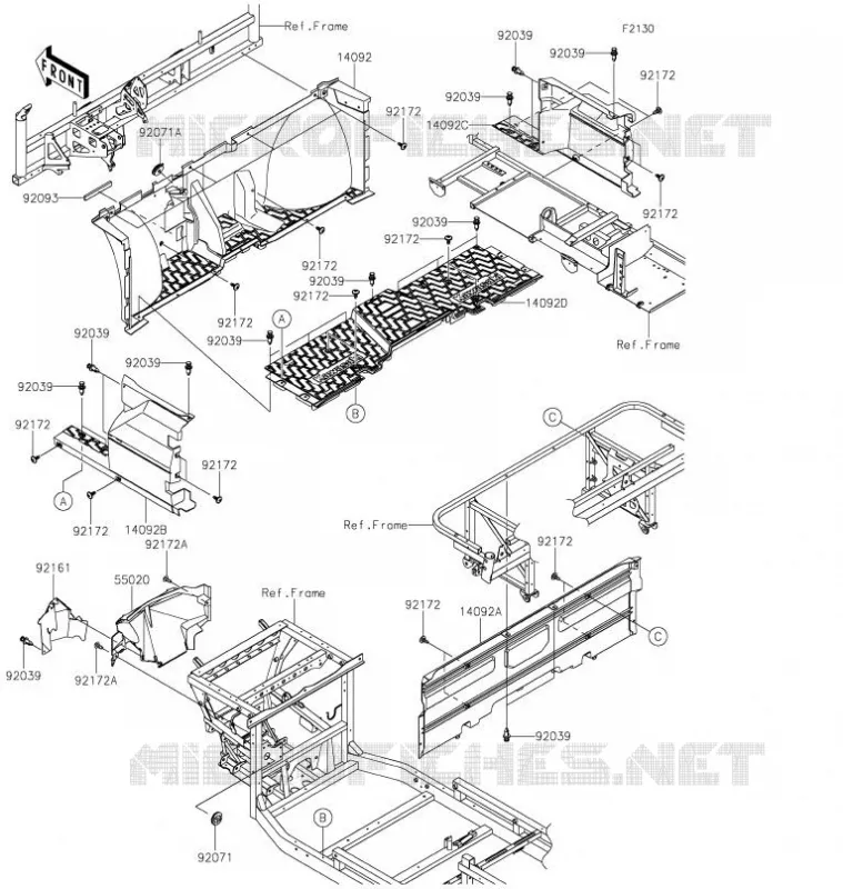 PIECE DE CADRE(AVANT) Kawasaki SSV 1000 2021 MULE PRO-DXT  KAF1000AMFNN