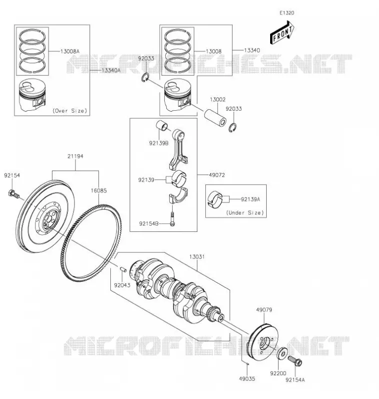 VILEBREQUIN/PISTON Kawasaki SSV 1000 2021 MULE PRO-DXT  KAF1000JMFNN