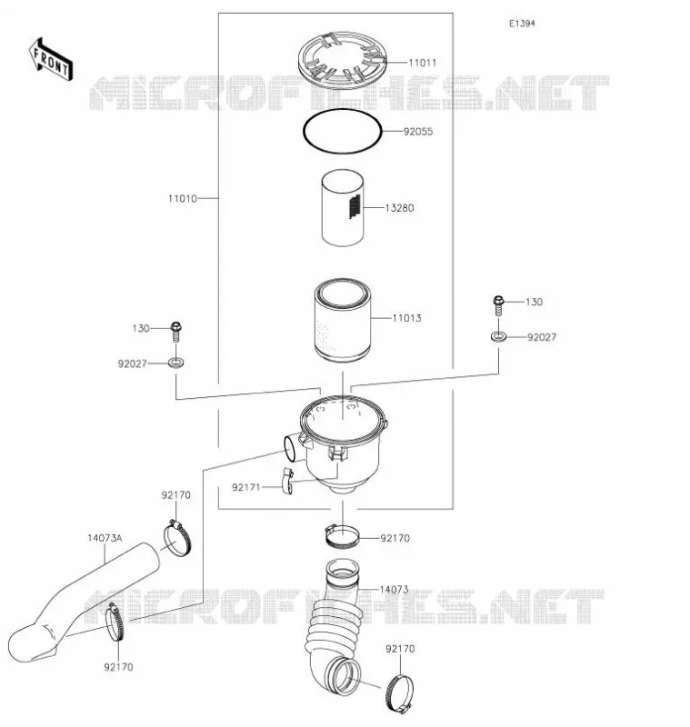 FILTRE A AIR - CONVERTISSEUR Kawasaki SSV 400 2021 MULE SX  KAF400JMFNN