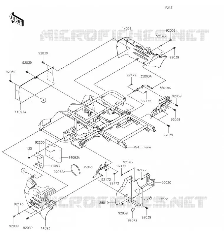PIECE DE CADRE(ARRI&Egrave;RE) Kawasaki SSV 400 2021 MULE SX  KAF400JMFNN
