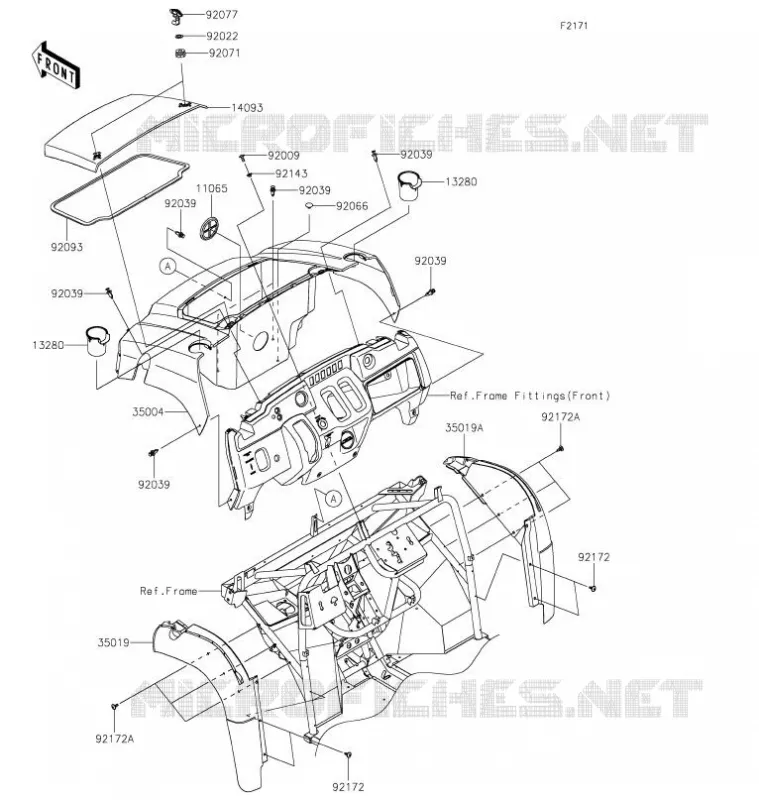 GARDE BOUE AVANT Kawasaki SSV 400 2021 MULE SX 4X4  KAF400TMFNN