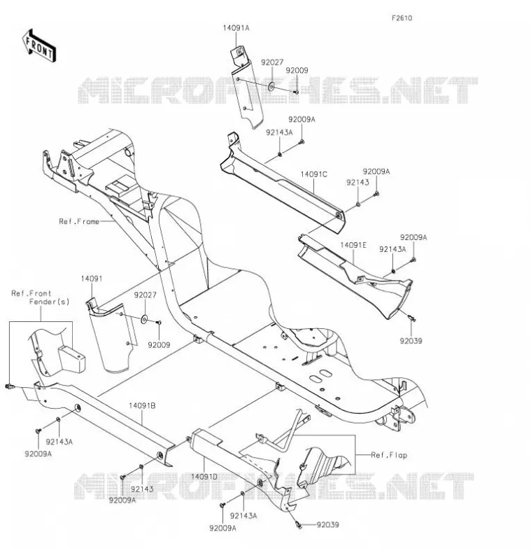 CACHE LAT&Eacute;RAL/GARDE CHAINE Kawasaki SSV 620 2021 MULE 4010 4X4  KAF620MMFNN