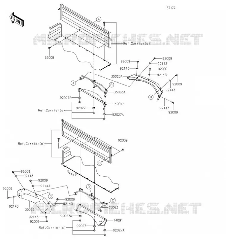 GARDE BOUE ARRI&Egrave;RE Kawasaki SSV 620 2021 MULE 4010 4X4  KAF620MMFNN