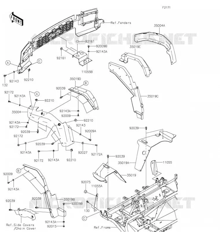 GARDE BOUE AVANT Kawasaki SSV 620 2021 MULE 4010 4X4  KAF620MMFNN