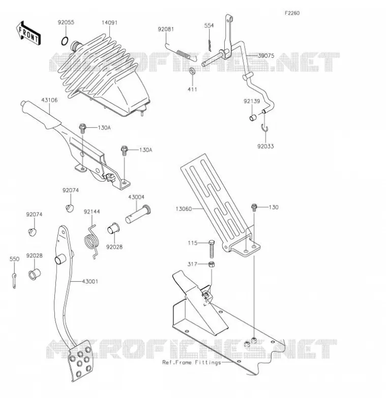 PEDALE DE FREIN/LEVIER ACCELERATEUR Kawasaki SSV 620 2021 MULE 4010 TRANS 4X4  KAF620RMFNN