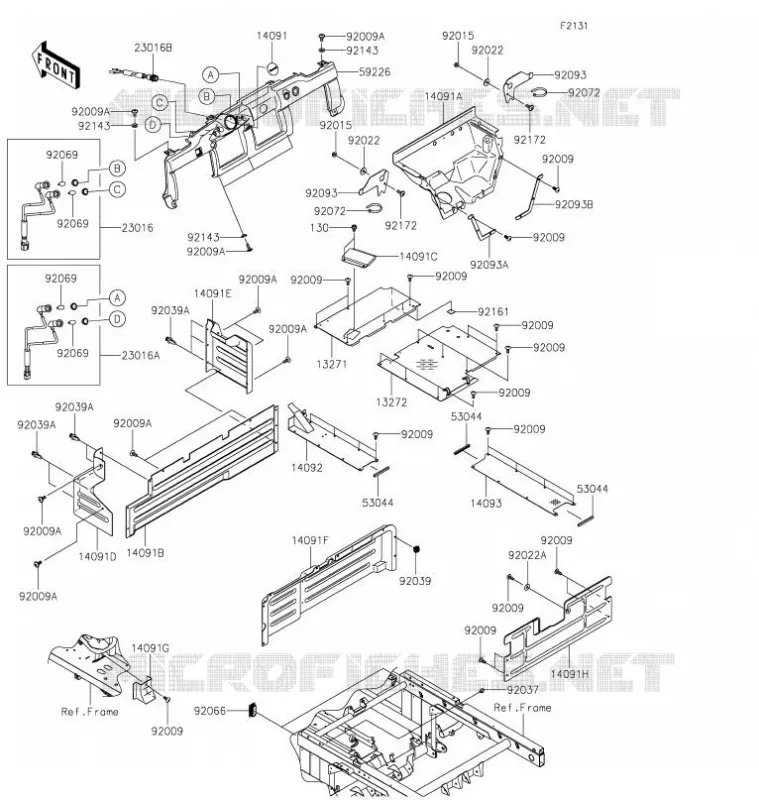 PIECE DE CADRE (COUVERTURE) Kawasaki SSV 620 2021 MULE 4010 TRANS 4X4  KAF620RMFNN