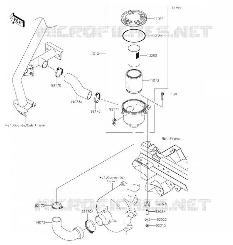 FILTRE A AIR - CONVERTISSEUR Kawasaki SSV 620 2021 MULE 4010 TRANS 4X4  KAF620SMFNN