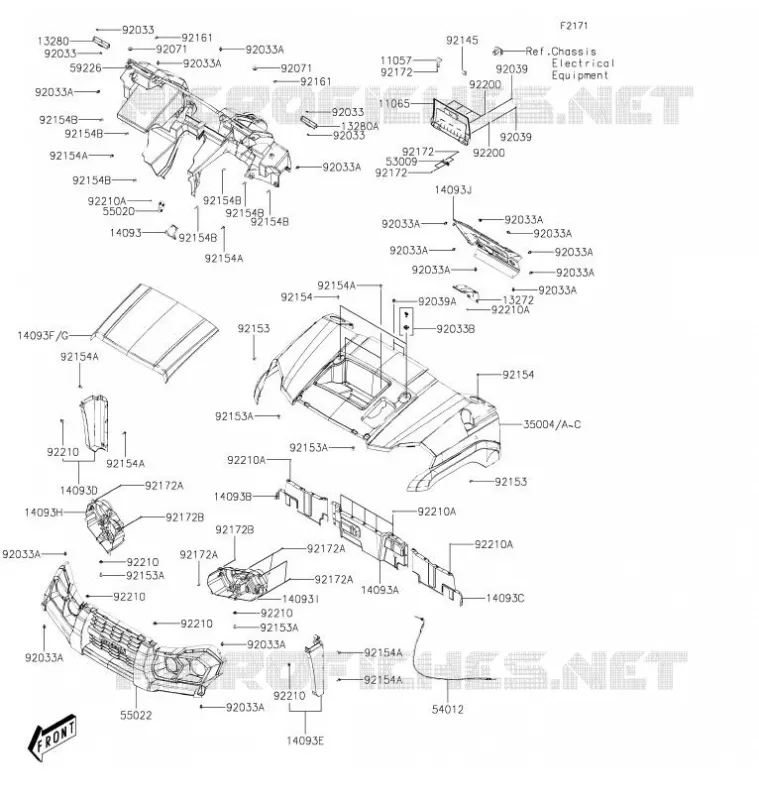GARDE BOUE AVANT Kawasaki SSV 700 2021 MULE PRO-MX  KAF700BMFNL