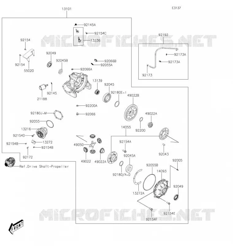 ARBRE DE TRANSMISSION(ARRI&Egrave;RE) Kawasaki SSV 700 2021 MULE PRO-MX  KAF700DMFNN
