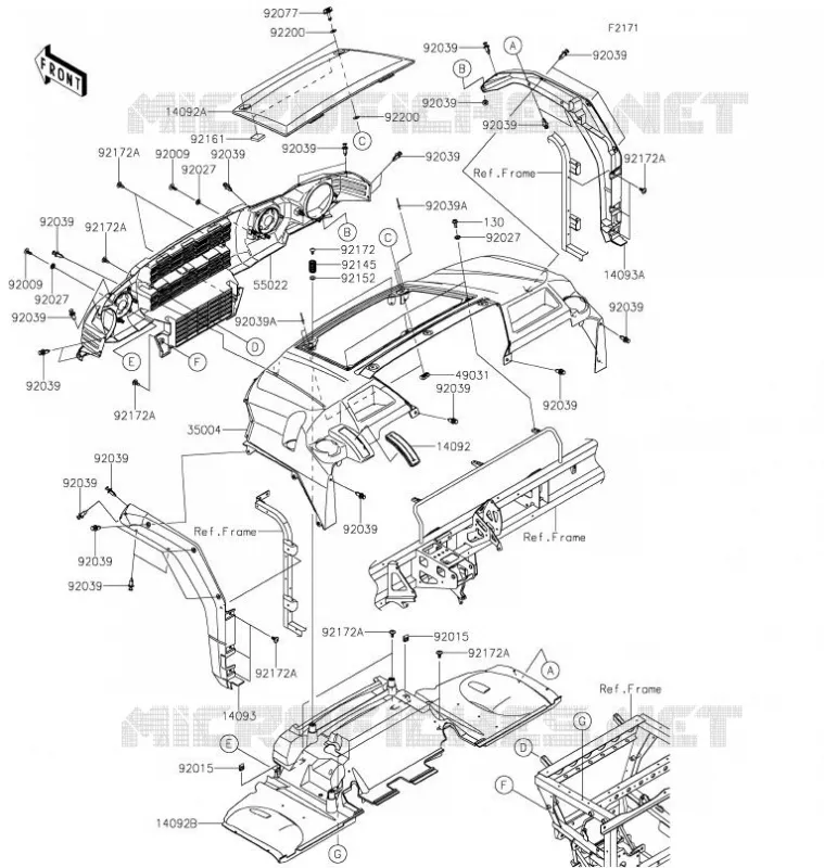 GARDE BOUE AVANT Kawasaki SSV 820 2021 MULE PRO-FXT  KAF820AMFNN
