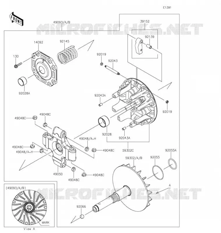 VARIATEUR Kawasaki SSV 820 2021 MULE PRO-FXT  KAF820BMFNN