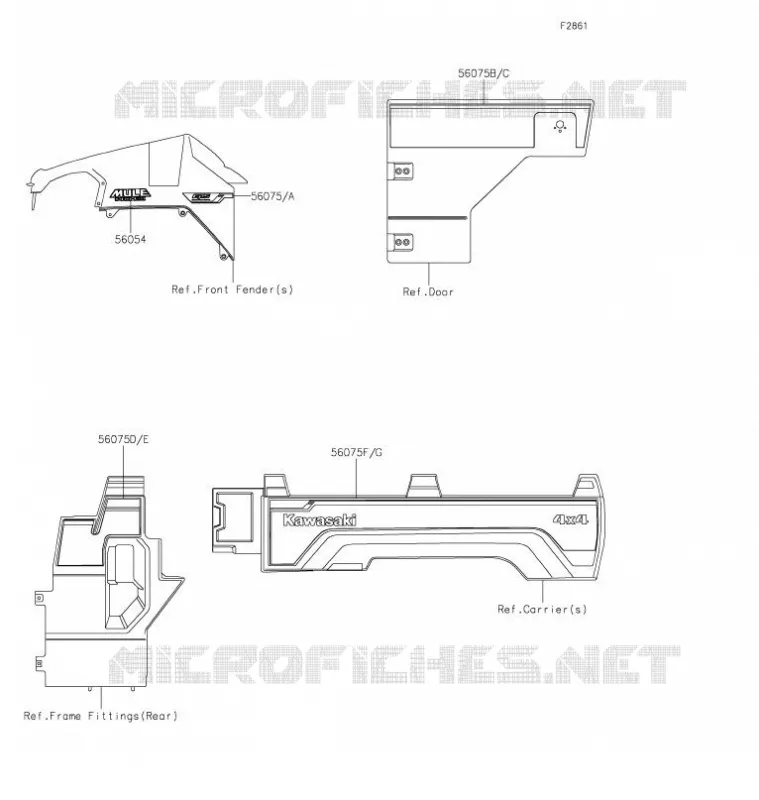 AUTOCOLLANT(WHITE) Kawasaki SSV 820 2021 MULE PRO-FX  KAF820FMFNN