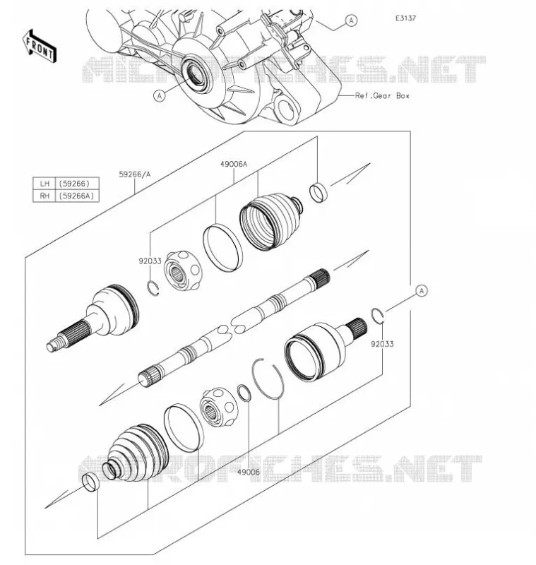 ARBRE DE TRANSMISSION(ARRI&Egrave;RE) Kawasaki SSV 820 2021 MULE PRO-FX  KAF820FMFNN