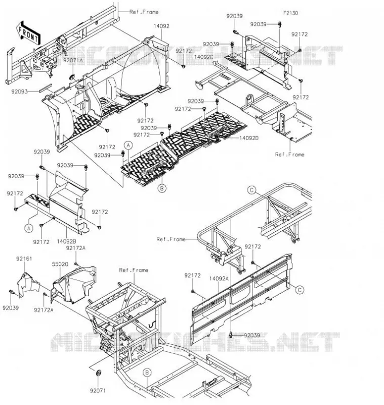 PIECE DE CADRE(AVANT) Kawasaki SSV 820 2021 MULE PRO-FX  KAF820FMFNN