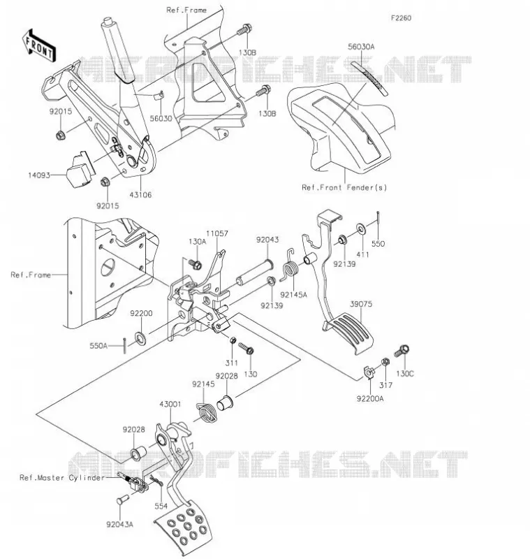 PEDALE DE FREIN/LEVIER ACCELERATEUR Kawasaki SSV 820 2021 MULE PRO-FX  KAF820GMFNN