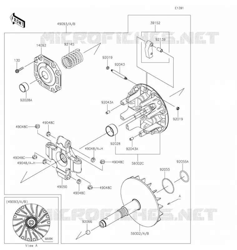 VARIATEUR Kawasaki SSV 820 2021 MULE PRO-FX  KAF820GMFNN