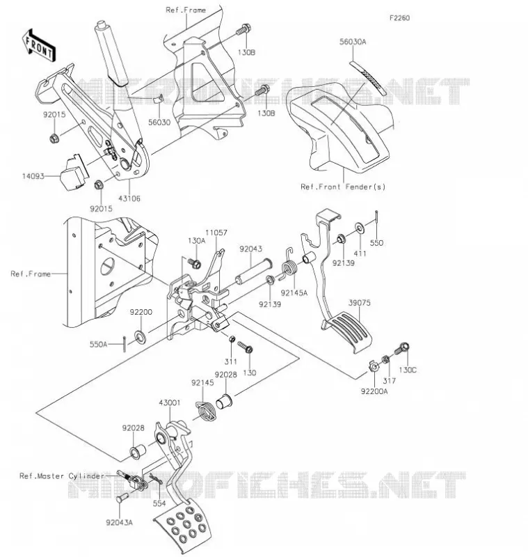 PEDALE DE FREIN/LEVIER ACCELERATEUR Kawasaki SSV 820 2021 MULE PRO-FXT  KAF820MMFNN