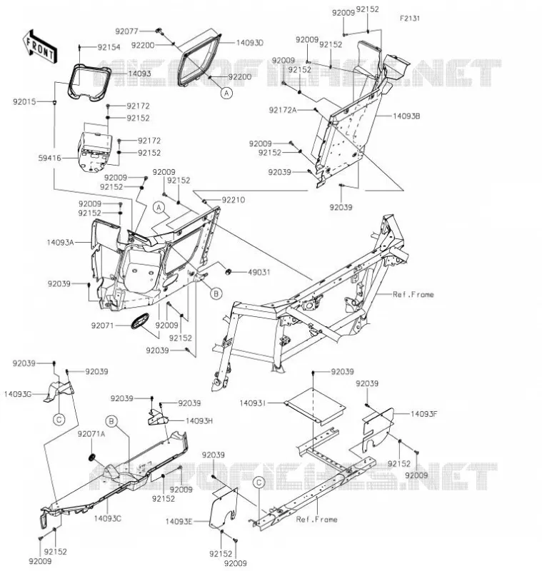 PIECE DE CADRE(ARRI&Egrave;RE) Kawasaki SSV 1000 2021 TERYX KRX 1000  KRF1000AMFNN