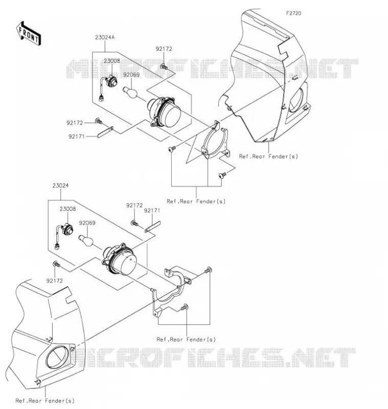 FEUX ARRI&Egrave;RE(S) Kawasaki SSV 800 2021 TERYX  KRF800GMFNN
