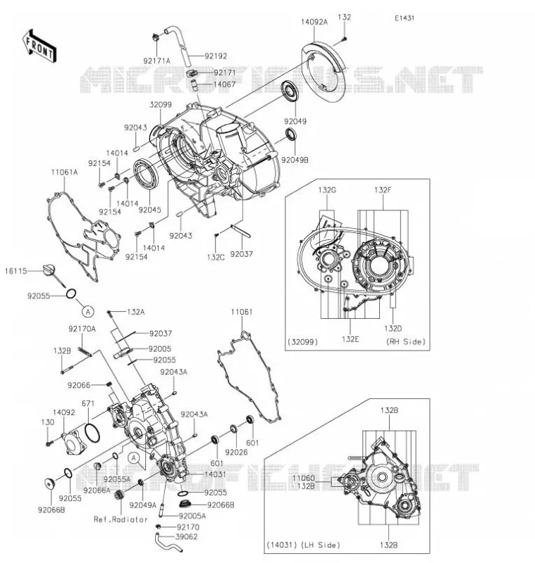COUVERCLES MOTEUR Kawasaki SSV 800 2021 TERYX  KRF800HMFNN
