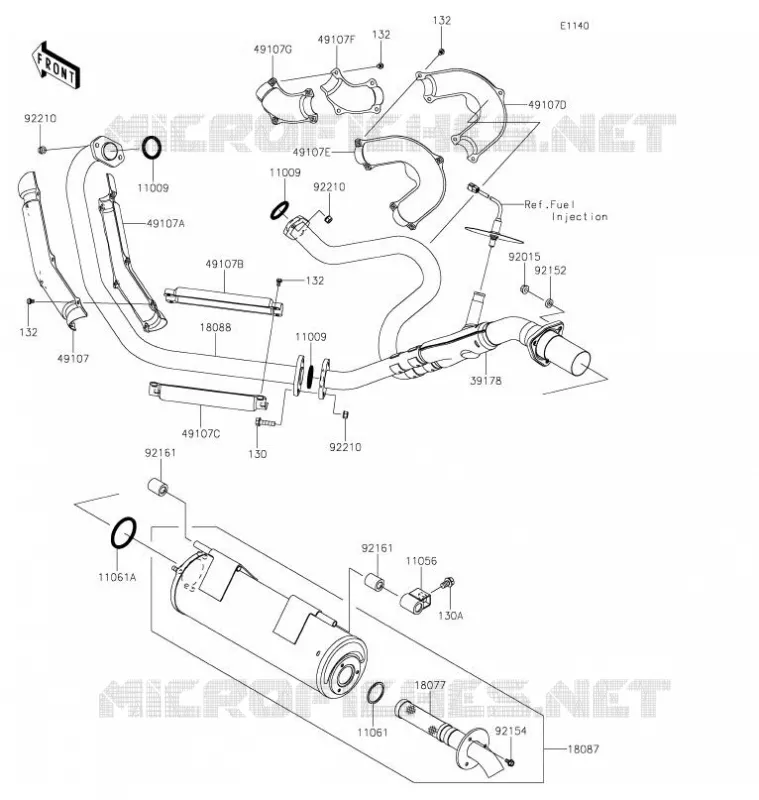 &Eacute;CHAPPEMENT Kawasaki SSV 800 2021 TERYX  KRF800HMFNN