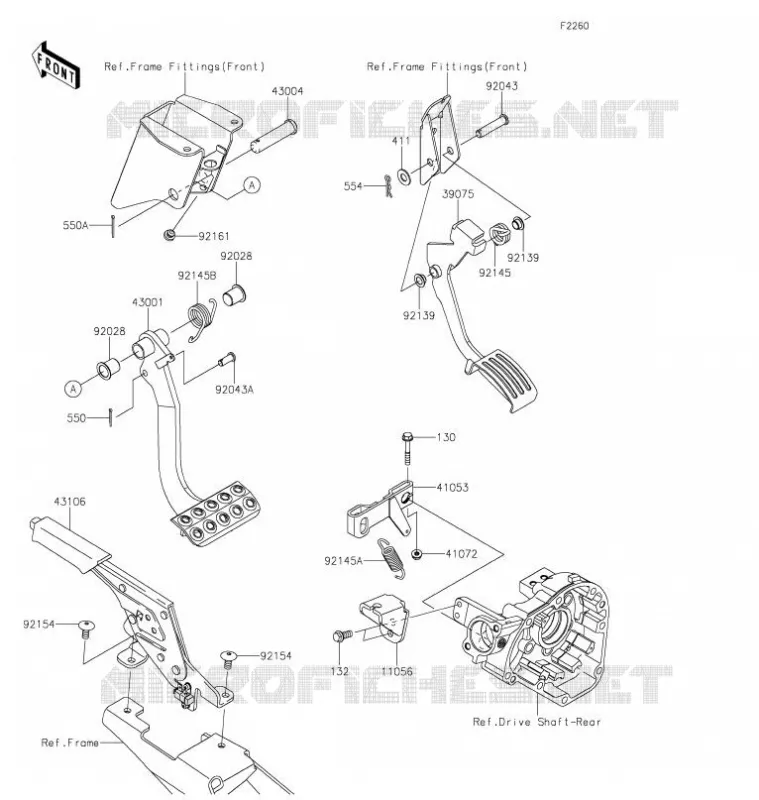 PEDALE DE FREIN/LEVIER ACCELERATEUR Kawasaki SSV 800 2021 TERYX4  KRT800FMFNN