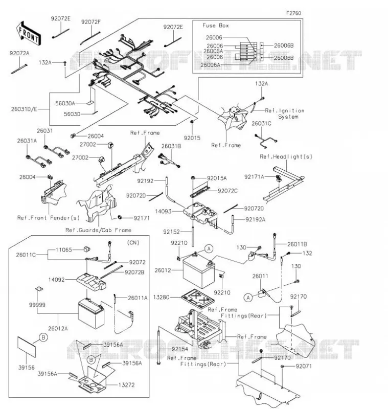 CHASSIS EQUIPMENT ELECTRIQUE Kawasaki SSV 800 2021 TERYX4  KRT800GMFNN