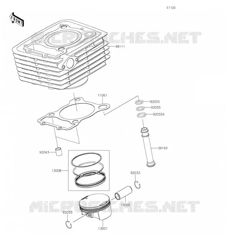 CYLINDRE/PISTON Kawasaki TOUT-TERRAIN 230 2021 KLX230R  KLX230EMFNN