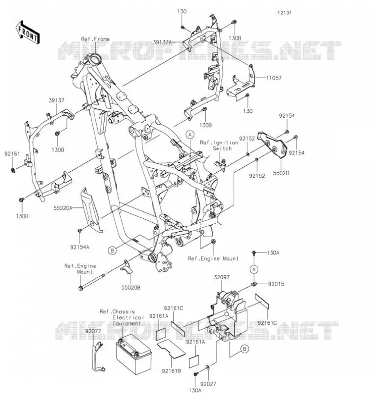 PIECE DE CADRE (COUVERTURE) Kawasaki MOTOS 650 2022 KLR650  KL650FNFNN