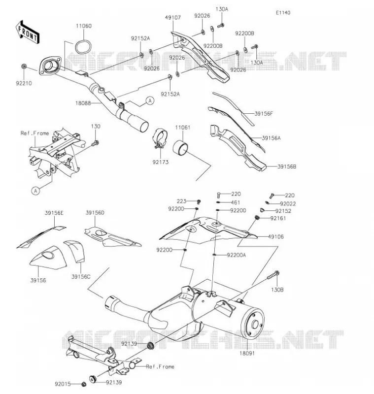 &Eacute;CHAPPEMENT Kawasaki MOTOS 650 2022 KLR650  KL650GNFNN