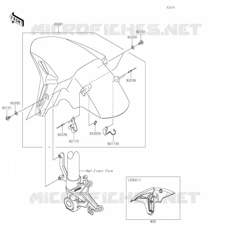 GARDE BOUE AVANT Kawasaki MOTOS 1000 2021 Z H2 SE  ZR1000LMFNL