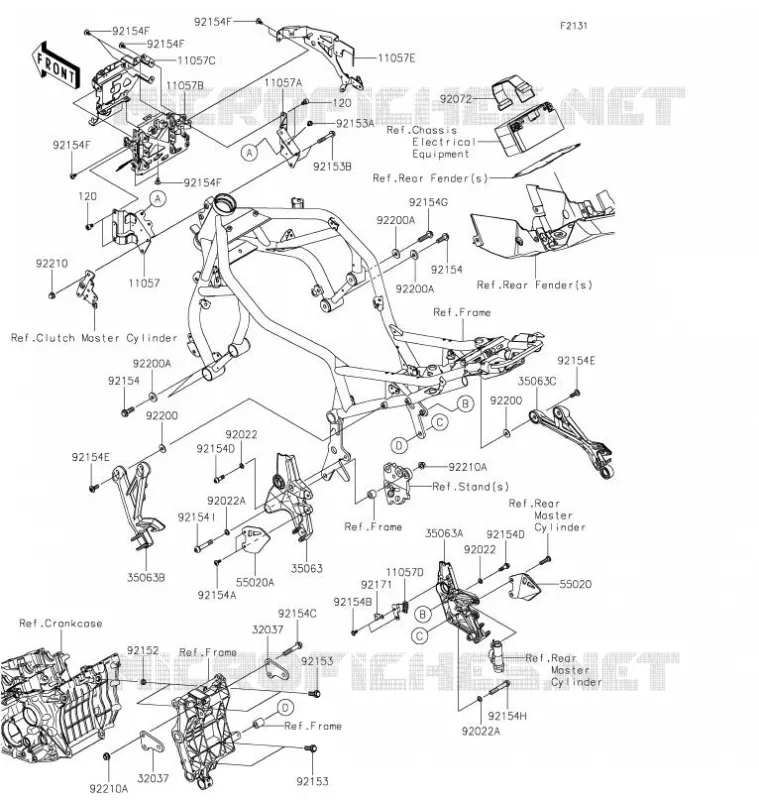 PIECE DE CADRE (COUVERTURE) Kawasaki MOTOS 1000 2021 Z H2 SE  ZR1000LMFNL