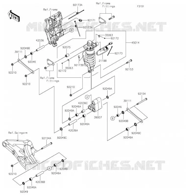 SUSPENSION/AMORTISSEUR Kawasaki MOTOS 1000 2021 Z H2 SE  ZR1000LMFNL