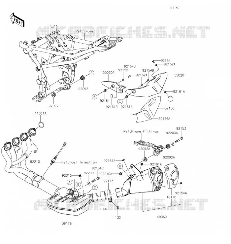 &Eacute;CHAPPEMENT Kawasaki MOTOS 900 2022 Z900  ZR900FNFCL