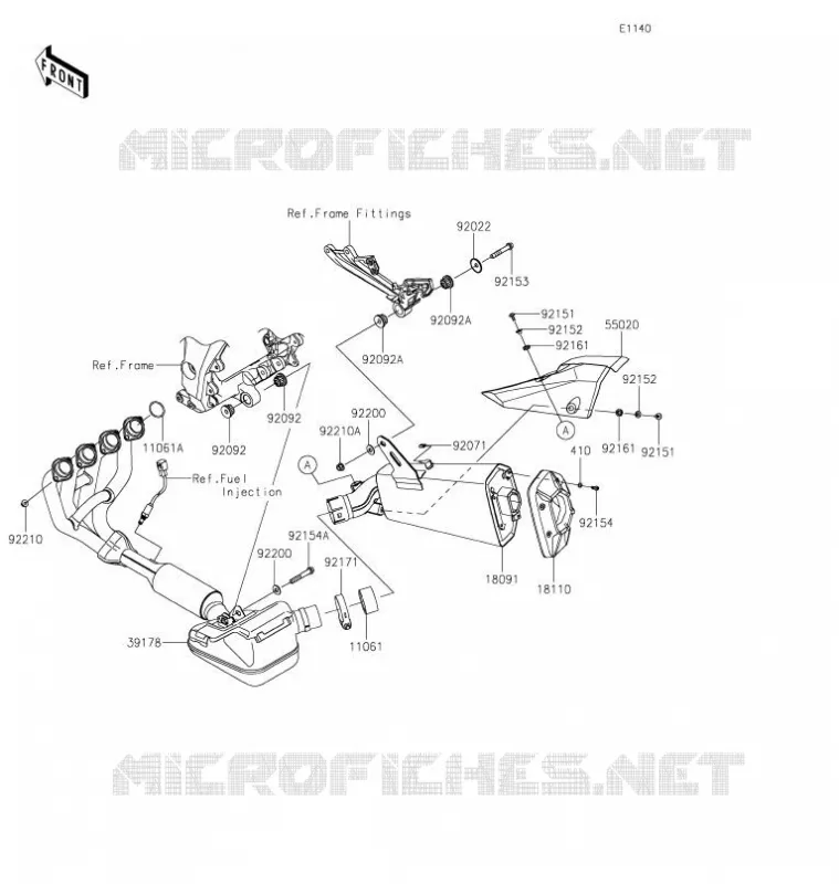&Eacute;CHAPPEMENT Kawasaki MOTOS 1000 2022 NINJA 1000SX  ZX1002KNFNN