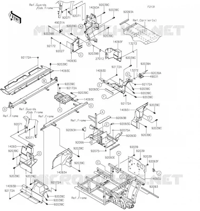 PIECE DE CADRE(ARRI&Egrave;RE) Kawasaki SSV 820 2022 MULE PRO-FX  KAF820FNFNL