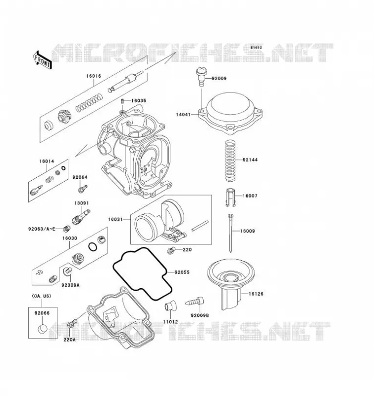 PI&Egrave;CES DE CARBURATEUR Kawasaki MOTOS 1100 1993 ZZ-R1100  ZX1100-D1