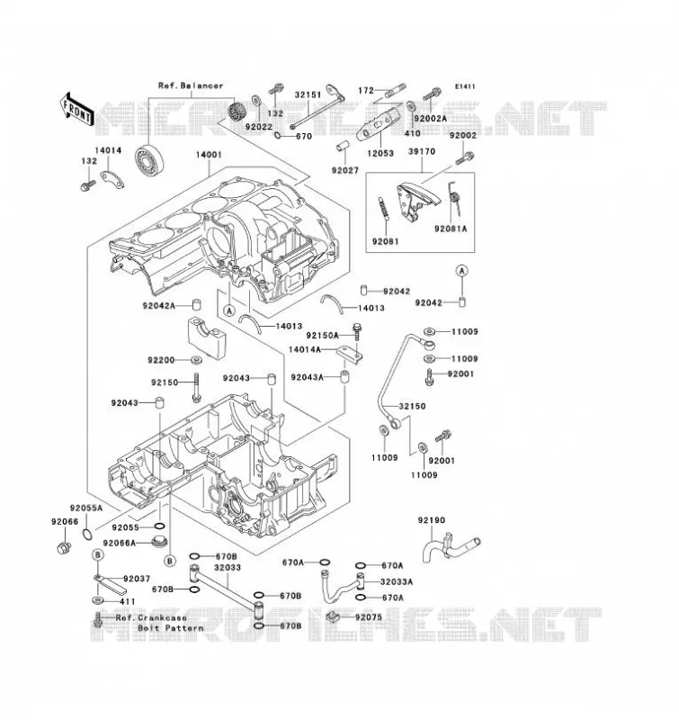 CARTER MOTEUR(S) Kawasaki MOTOS 1100 1993 ZZ-R1100  ZX1100-D1