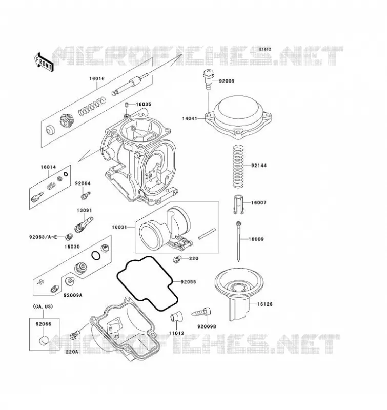 PI&Egrave;CES DE CARBURATEUR Kawasaki MOTOS 1100 1993 ZZ-R1100  ZX1100-D1