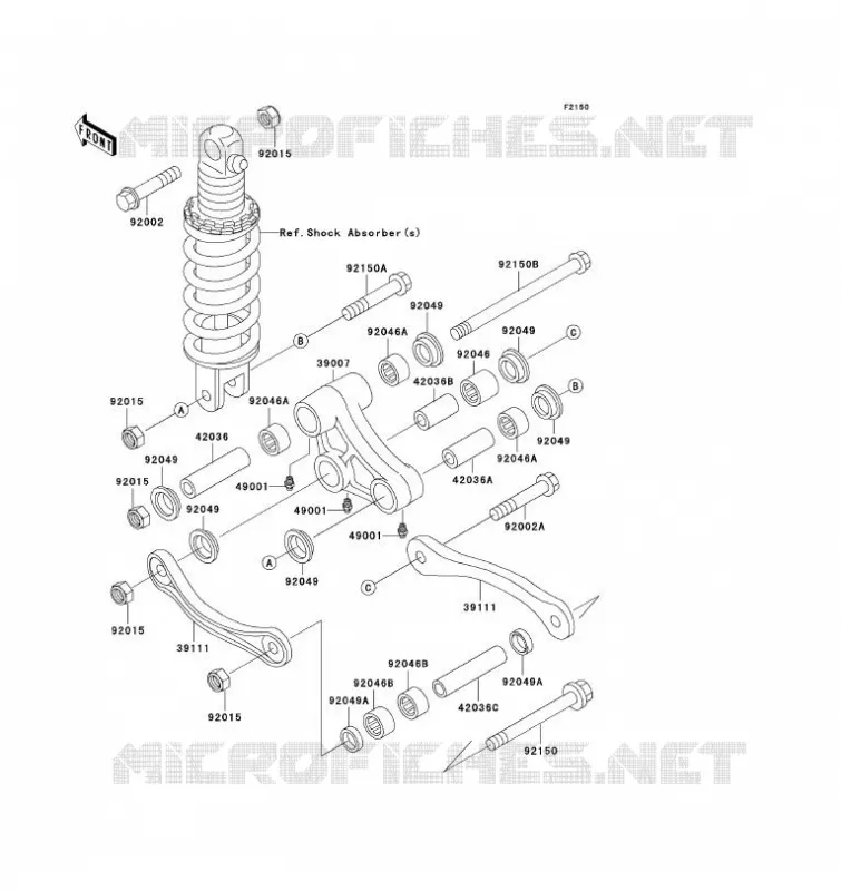 SUSPENSION ARRI&Egrave;RE Kawasaki MOTOS 1100 1993 ZZ-R1100  ZX1100-D1