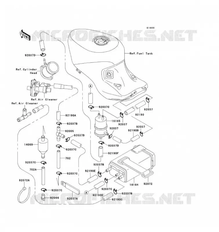 SYSTEME D'EVAPORATION CARBURANT Kawasaki MOTOS 1100 1993 ZZ-R1100  ZX1100-D1