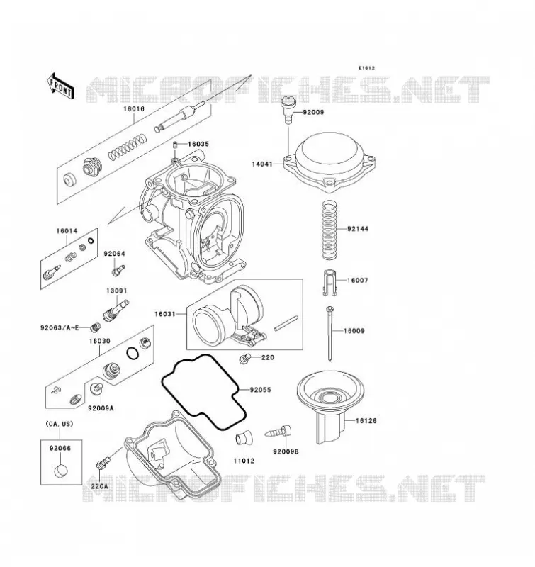 PI&Egrave;CES DE CARBURATEUR Kawasaki MOTOS 1100 1993 ZZ-R1100  ZX1100-D1