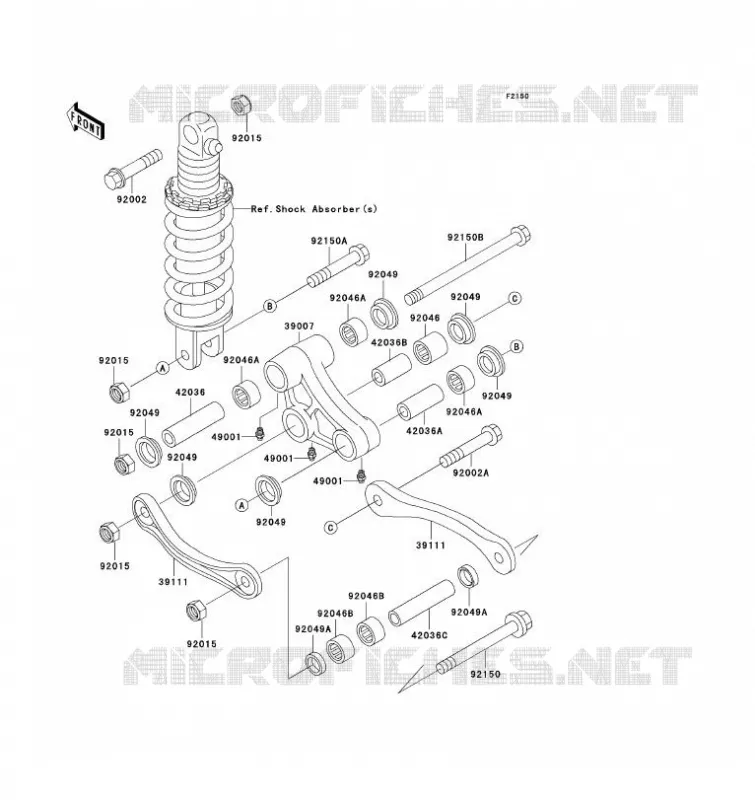 SUSPENSION ARRI&Egrave;RE Kawasaki MOTOS 1100 1993 ZZ-R1100  ZX1100-D1