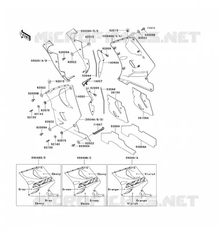 CARENAGE INFERIEUR Kawasaki MOTOS 1100 1993 ZZ-R1100  ZX1100-D1