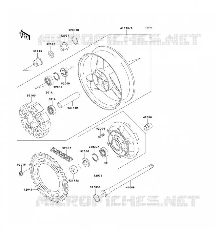 MOYEU ARRIERE Kawasaki MOTOS 1100 1993 ZZ-R1100  ZX1100-D1