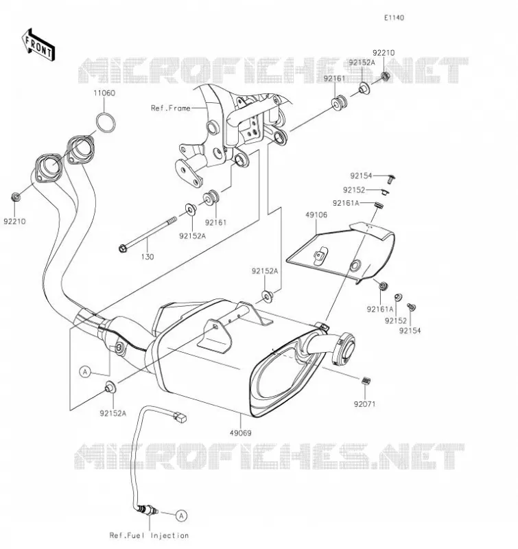 &Eacute;CHAPPEMENT Kawasaki MOTOS 650 2020 NINJA 650  EX650MLFA